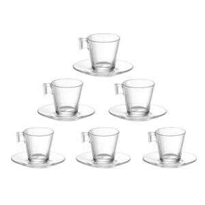 Jogo De Xícaras Café Com Pires Napoli 12 Peças Vidro 80ml